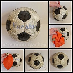 Замена камеры в кожаном футбольном мяче с ручным швом