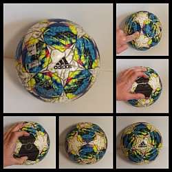Заклеили прокол в тренировочном футбольном мяче Adidas с термошвом