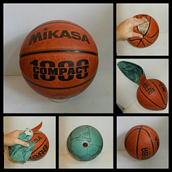 Ремонт прокола в баскетбольном мяче Mikasa с термошвом